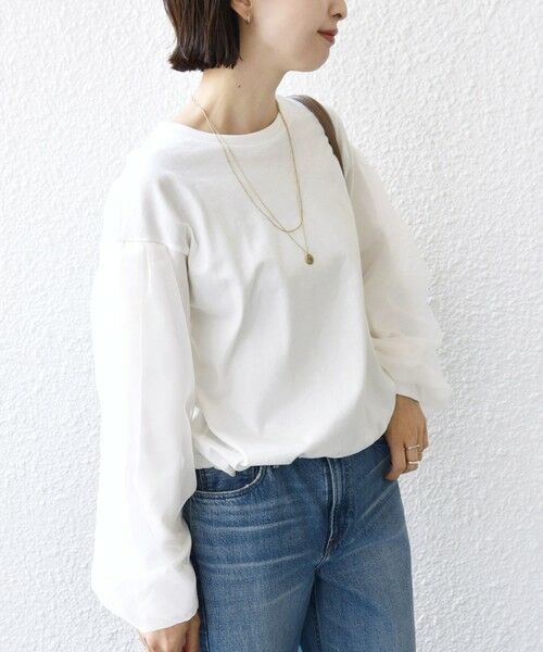 SHIPS / シップス カットソー（半袖以外） | 《一部追加予約》【WEB限定】〈手洗い可能〉シアー コンビ 裾 ドロスト プルオーバー | 詳細19