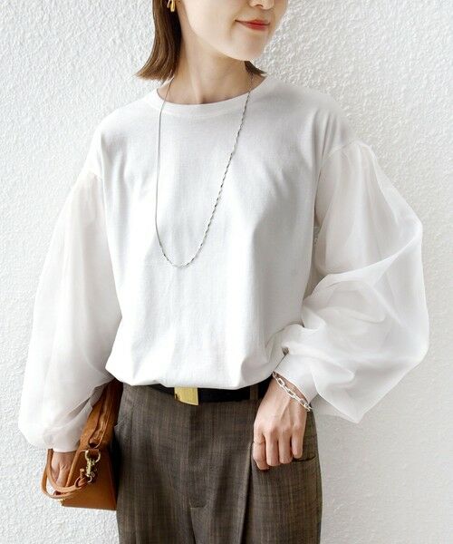 SHIPS / シップス カットソー（半袖以外） | 《一部追加予約》【WEB限定】〈手洗い可能〉シアー コンビ 裾 ドロスト プルオーバー | 詳細6