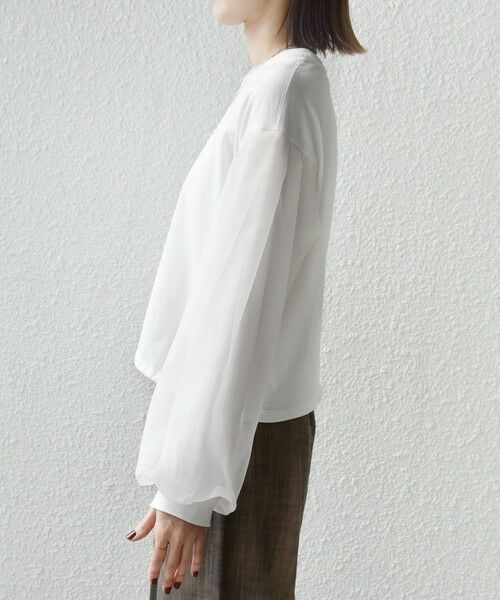 SHIPS / シップス カットソー（半袖以外） | 《一部追加予約》【WEB限定】〈手洗い可能〉シアー コンビ 裾 ドロスト プルオーバー | 詳細23