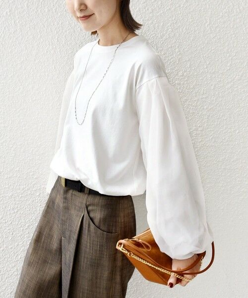 SHIPS / シップス カットソー（半袖以外） | 《一部追加予約》【WEB限定】〈手洗い可能〉シアー コンビ 裾 ドロスト プルオーバー | 詳細7