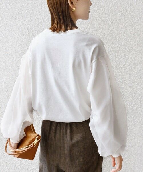 SHIPS / シップス カットソー（半袖以外） | 《一部追加予約》【WEB限定】〈手洗い可能〉シアー コンビ 裾 ドロスト プルオーバー | 詳細8