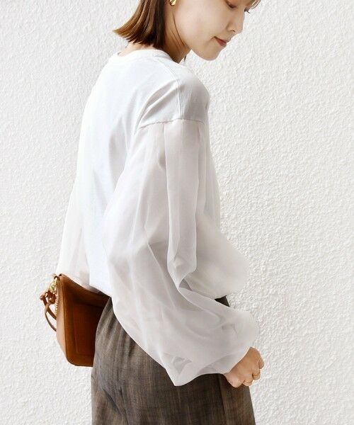 SHIPS / シップス カットソー（半袖以外） | 《一部追加予約》【WEB限定】〈手洗い可能〉シアー コンビ 裾 ドロスト プルオーバー | 詳細9