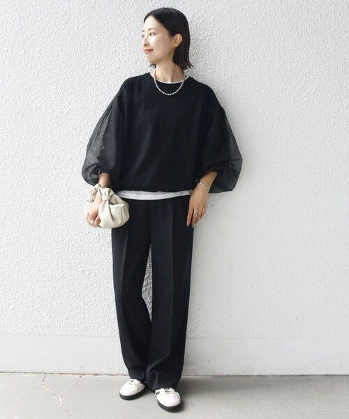 SHIPS / シップス カットソー（半袖以外） | 《一部追加予約》【WEB限定】〈手洗い可能〉シアー コンビ 裾 ドロスト プルオーバー | 詳細17