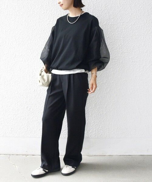 SHIPS / シップス カットソー（半袖以外） | 《一部追加予約》【WEB限定】〈手洗い可能〉シアー コンビ 裾 ドロスト プルオーバー | 詳細18