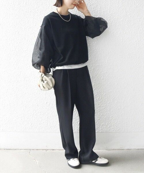 SHIPS / シップス カットソー（半袖以外） | 《一部追加予約》【WEB限定】〈手洗い可能〉シアー コンビ 裾 ドロスト プルオーバー | 詳細20