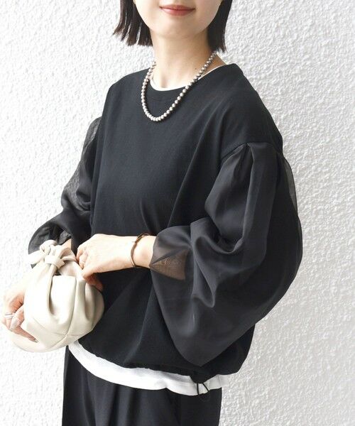 SHIPS / シップス カットソー（半袖以外） | 《一部追加予約》【WEB限定】〈手洗い可能〉シアー コンビ 裾 ドロスト プルオーバー | 詳細22