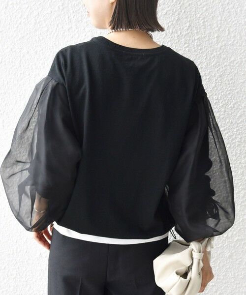 SHIPS / シップス カットソー（半袖以外） | 《一部追加予約》【WEB限定】〈手洗い可能〉シアー コンビ 裾 ドロスト プルオーバー | 詳細23