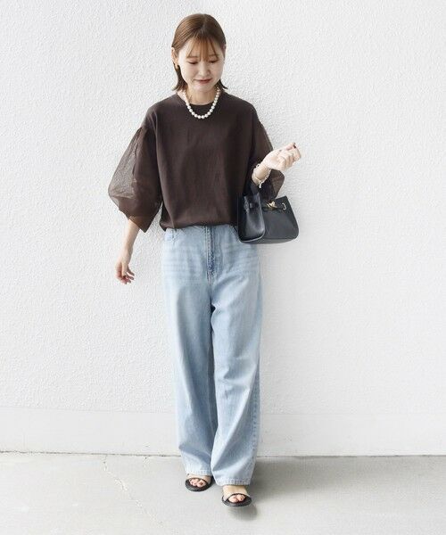 SHIPS / シップス カットソー（半袖以外） | 《一部追加予約》【WEB限定】〈手洗い可能〉シアー コンビ 裾 ドロスト プルオーバー | 詳細28