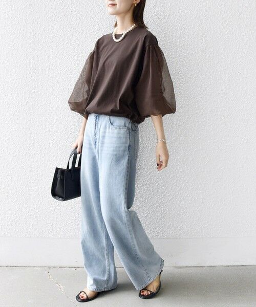 SHIPS / シップス カットソー（半袖以外） | 《一部追加予約》【WEB限定】〈手洗い可能〉シアー コンビ 裾 ドロスト プルオーバー | 詳細29