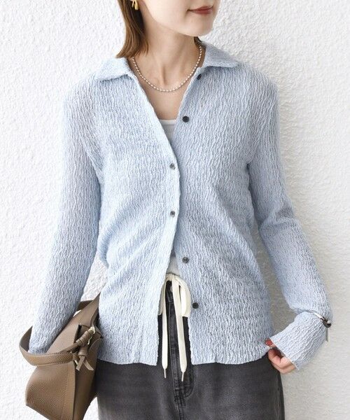 SHIPS / シップス カーディガン・ボレロ | 【WEB限定】〈手洗い可能〉ランダムブルーゼ シャツ カーディガン | 詳細30