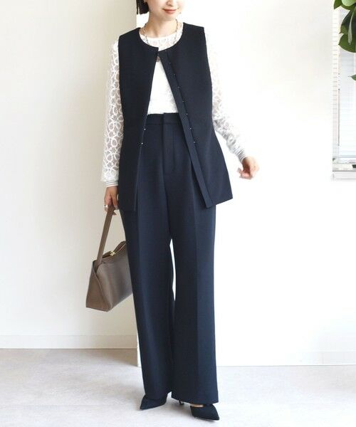 SHIPS / シップス スラックス・ドレスパンツ | 〈洗濯機可能 / セレモニー対応可〉ポリエステル レーヨン ダンボール ストレート パンツ | 詳細10