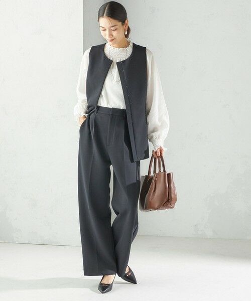 SHIPS / シップス スラックス・ドレスパンツ | 〈洗濯機可能 / セレモニー対応可〉ポリエステル レーヨン ダンボール ストレート パンツ | 詳細7