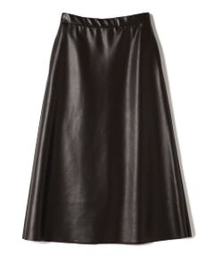 SHIPS / シップス ミニ・ひざ丈スカート | SHIPS Primary Navy Label:〈手洗い可能〉合皮 Aライン スカート