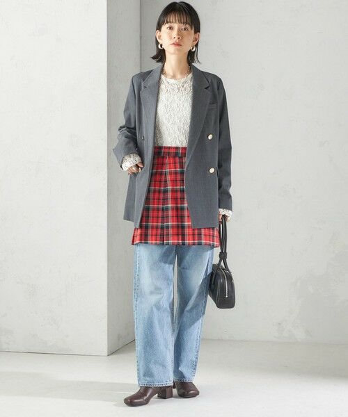 SHIPS / シップス ミニ・ひざ丈スカート | チェック プリーツ 巻き スカート | 詳細1