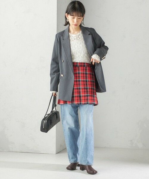 SHIPS / シップス ミニ・ひざ丈スカート | チェック プリーツ 巻き スカート | 詳細2