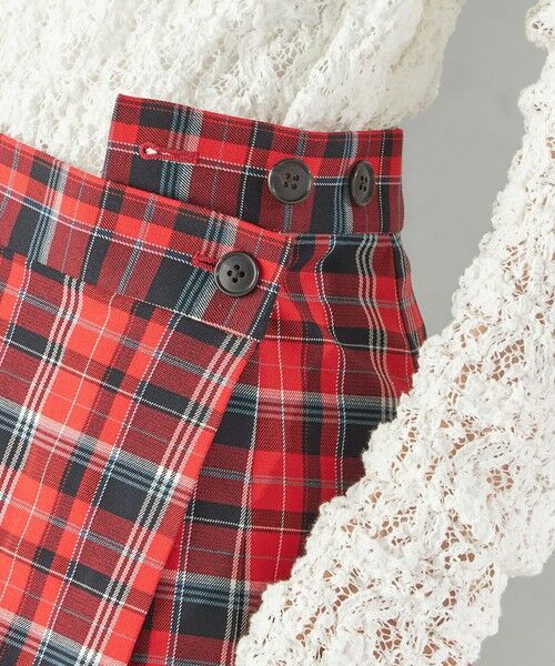SHIPS / シップス ミニ・ひざ丈スカート | チェック プリーツ 巻き スカート | 詳細20