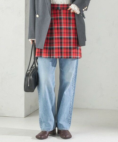 SHIPS / シップス ミニ・ひざ丈スカート | チェック プリーツ 巻き スカート | 詳細8