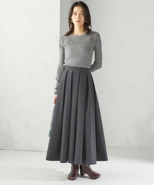 SHIPS / シップス ロング・マキシ丈スカート | 〈手洗い可能〉タフタ タック フレア スカート | 詳細1