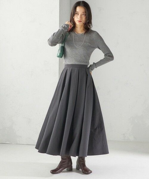 SHIPS / シップス ロング・マキシ丈スカート | 〈手洗い可能〉タフタ タック フレア スカート | 詳細6