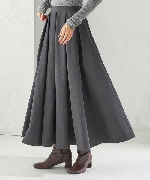 SHIPS / シップス ロング・マキシ丈スカート | 〈手洗い可能〉タフタ タック フレア スカート | 詳細8