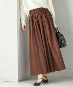 SHIPS / シップス ロング・マキシ丈スカート | 〈手洗い可能〉タイプライター チンツ タック ギャザー スカート