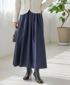 SHIPS / シップス ロング・マキシ丈スカート | 〈手洗い可能〉タイプライター チンツ タック ギャザー スカート