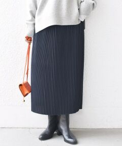 SHIPS / シップス ミニ・ひざ丈スカート | プリーツ ミディ ウエスト ゴム スカート