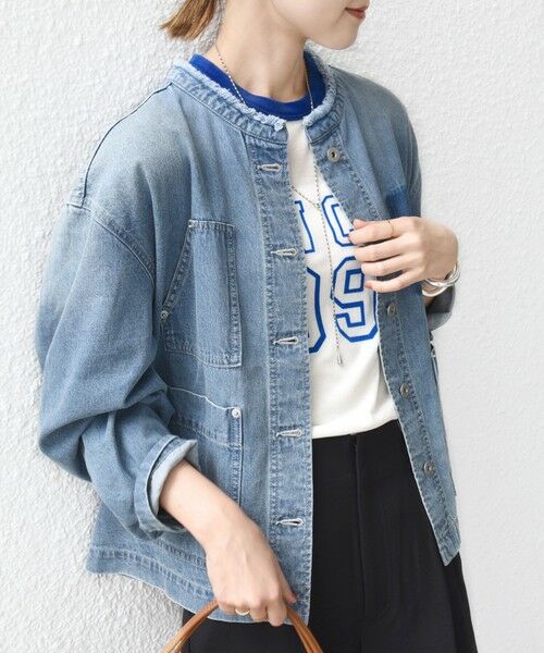 SHIPS / シップス Gジャン・デニムジャケット | 【WEB限定】〈洗濯機可能〉ノーカラー デニム カバー オール | 詳細7