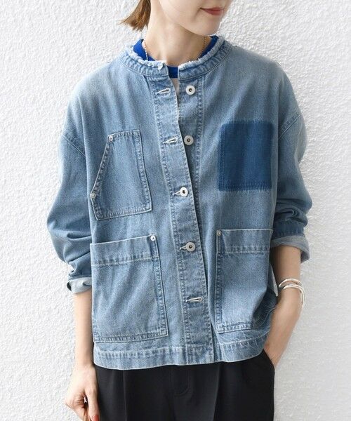 SHIPS / シップス Gジャン・デニムジャケット | 【WEB限定】〈洗濯機可能〉ノーカラー デニム カバー オール | 詳細8