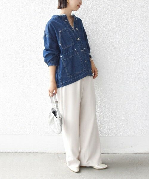 SHIPS / シップス Gジャン・デニムジャケット | 【WEB限定】〈洗濯機可能〉ノーカラー デニム カバー オール | 詳細22