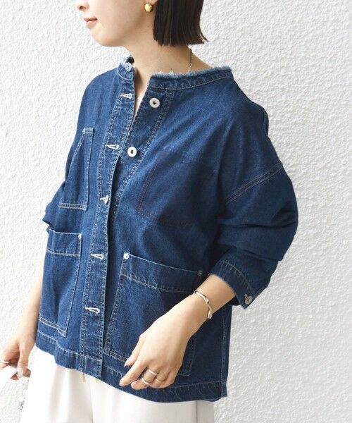 WEB限定】〈洗濯機可能〉ノーカラー デニム カバー オール （G