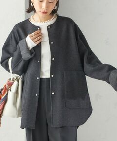 SHIPS / シップス その他アウター | セミ 梳毛 配色 リバーシブル ノーカラー ショート コート