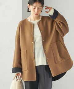 SHIPS / シップス その他アウター | セミ 梳毛 配色 リバーシブル ノーカラー ショート コート