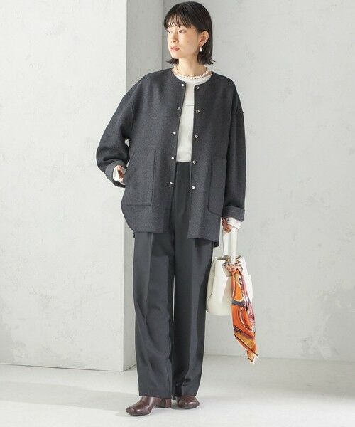 SHIPS / シップス その他アウター | セミ 梳毛 配色 リバーシブル ノーカラー ショート コート | 詳細1