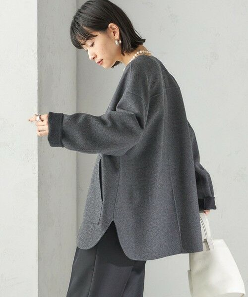 SHIPS / シップス その他アウター | セミ 梳毛 配色 リバーシブル ノーカラー ショート コート | 詳細14