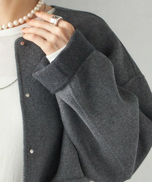 SHIPS / シップス その他アウター | セミ 梳毛 配色 リバーシブル ノーカラー ショート コート | 詳細16