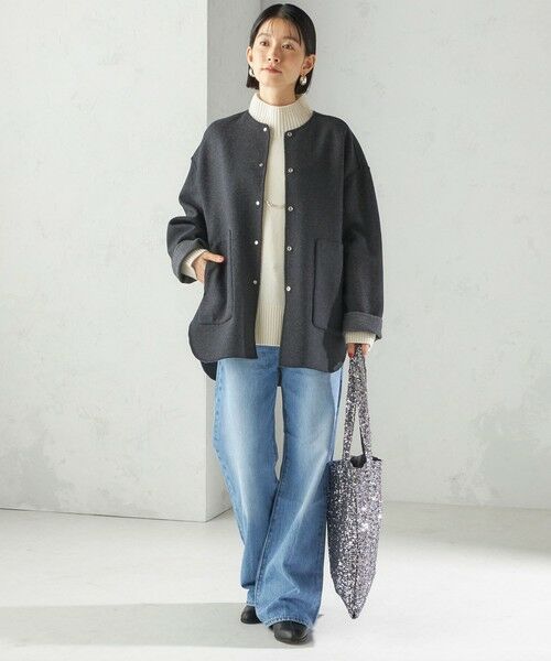 SHIPS / シップス その他アウター | セミ 梳毛 配色 リバーシブル ノーカラー ショート コート | 詳細17