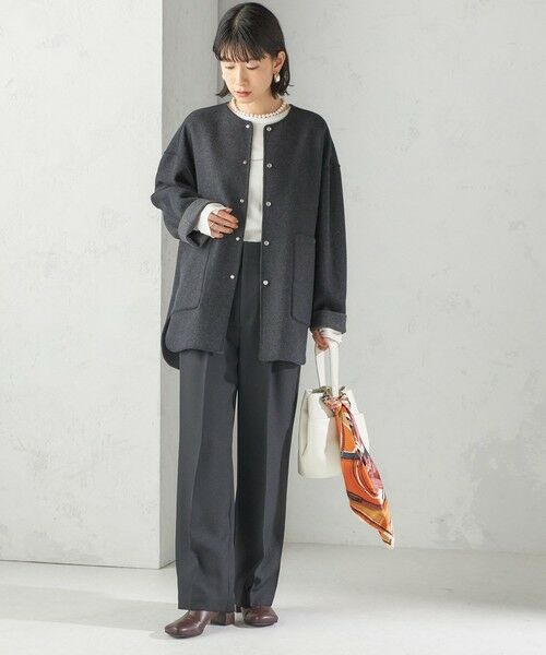 SHIPS / シップス その他アウター | セミ 梳毛 配色 リバーシブル ノーカラー ショート コート | 詳細2