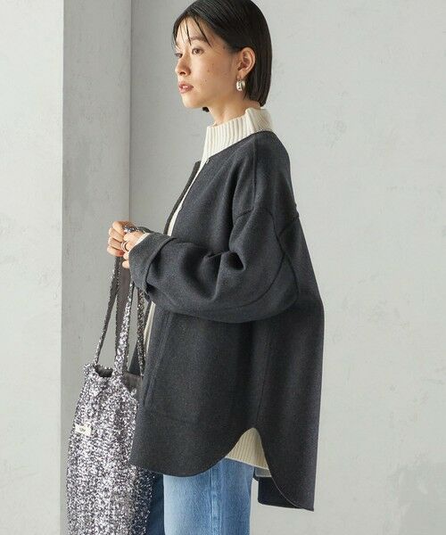 SHIPS / シップス その他アウター | セミ 梳毛 配色 リバーシブル ノーカラー ショート コート | 詳細22