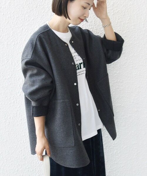 SHIPS / シップス その他アウター | セミ 梳毛 配色 リバーシブル ノーカラー ショート コート | 詳細26