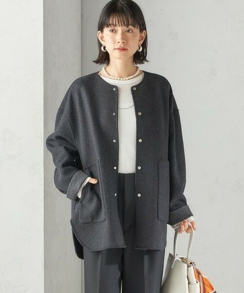 SHIPS / シップス その他アウター | セミ 梳毛 配色 リバーシブル ノーカラー ショート コート | 詳細4