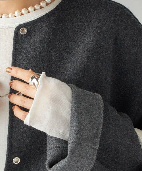 SHIPS / シップス その他アウター | セミ 梳毛 配色 リバーシブル ノーカラー ショート コート | 詳細8