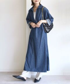 SHIPS / シップス ロング・マキシ丈ワンピース | 【WEB限定】〈洗濯機可能〉スキッパー デニム ワンピース