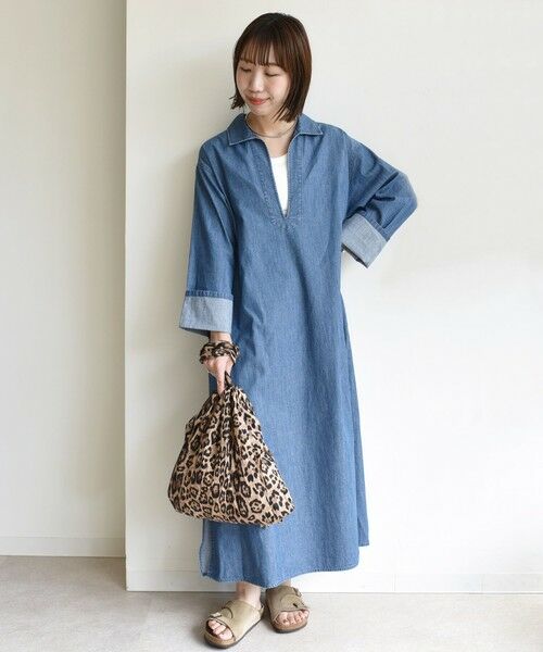 SHIPS / シップス ロング・マキシ丈ワンピース | 【WEB限定】〈洗濯機可能〉スキッパー デニム ワンピース | 詳細1