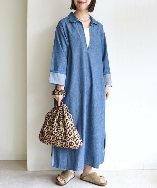 SHIPS / シップス ロング・マキシ丈ワンピース | 【WEB限定】〈洗濯機可能〉スキッパー デニム ワンピース | 詳細2