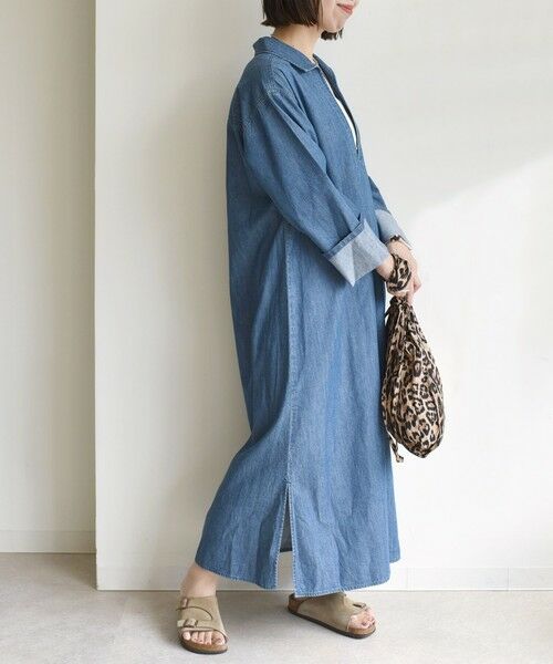 SHIPS / シップス ロング・マキシ丈ワンピース | 【WEB限定】〈洗濯機可能〉スキッパー デニム ワンピース | 詳細4