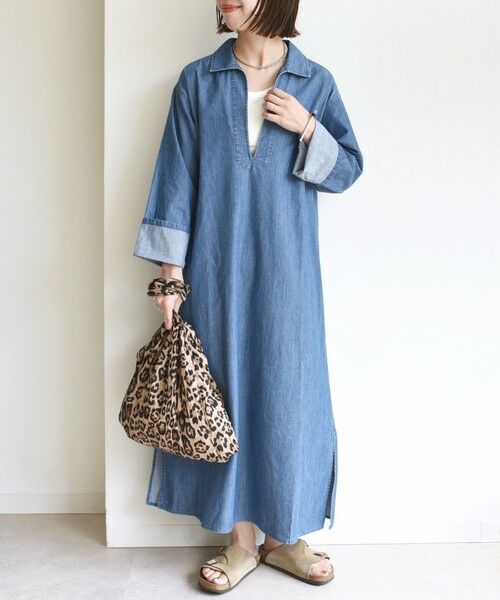 SHIPS for women/シップスウィメン 【WEB限定】〈洗濯機可能〉スキッパー デニム ワンピース ブルー ONE SIZE SHIPS for women/シップスウィメン 【WEB限定】〈洗濯機可能〉スキッパー デニム ワンピース ブルー ONE SIZE