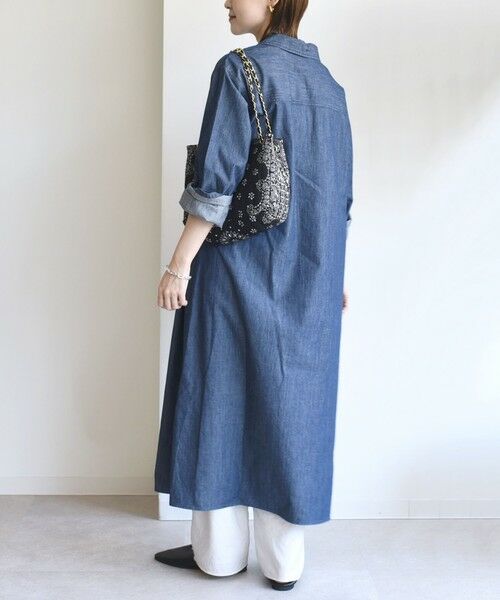 SHIPS / シップス ロング・マキシ丈ワンピース | 【WEB限定】〈洗濯機可能〉スキッパー デニム ワンピース | 詳細18