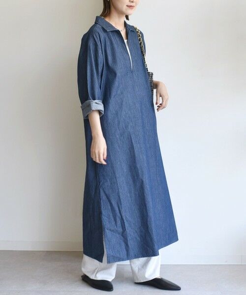 SHIPS / シップス ロング・マキシ丈ワンピース | 【WEB限定】〈洗濯機可能〉スキッパー デニム ワンピース | 詳細20