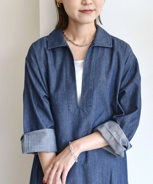 SHIPS / シップス ロング・マキシ丈ワンピース | 【WEB限定】〈洗濯機可能〉スキッパー デニム ワンピース | 詳細21